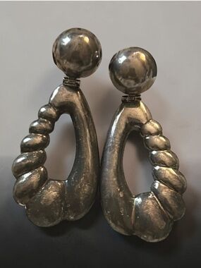 Vintage Chapel Zenray 1970’s Solid Sterling Silver Statement Hinged Earrings